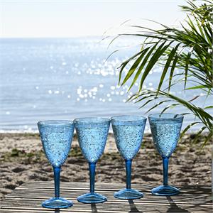 The Three Rivers Hampers Co. Blue Linear Set of 4 Wine Glasses